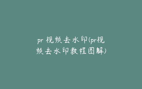 pr 视频去水印(pr视频去水印教程图解)