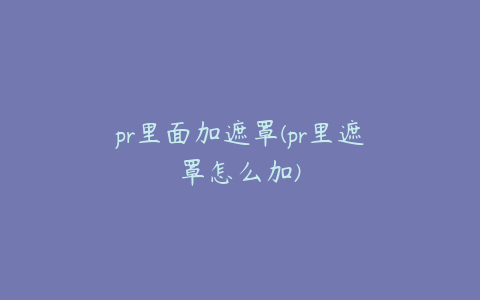 pr里面加遮罩(pr里遮罩怎么加)