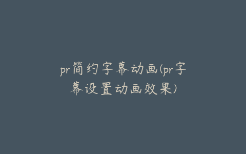 pr简约字幕动画(pr字幕设置动画效果)