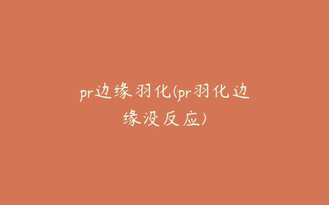 pr边缘羽化(pr羽化边缘没反应)