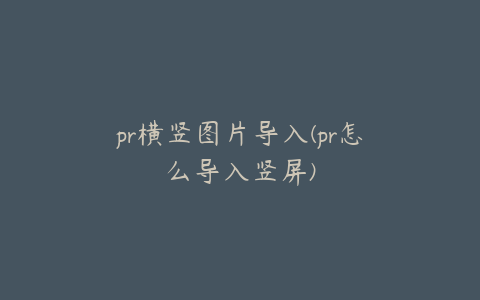 pr横竖图片导入(pr怎么导入竖屏)