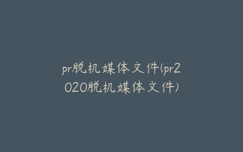 pr脱机媒体文件(pr2020脱机媒体文件)