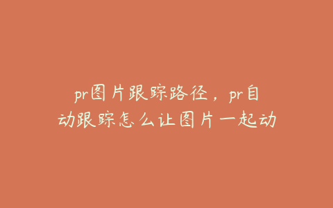 pr图片跟踪路径，pr自动跟踪怎么让图片一起动