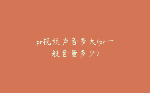 pr视频声音多大(pr一般音量多少)