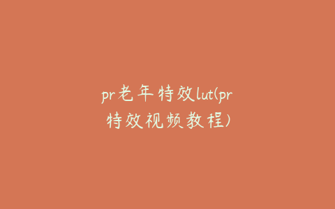 pr老年特效lut(pr特效视频教程)