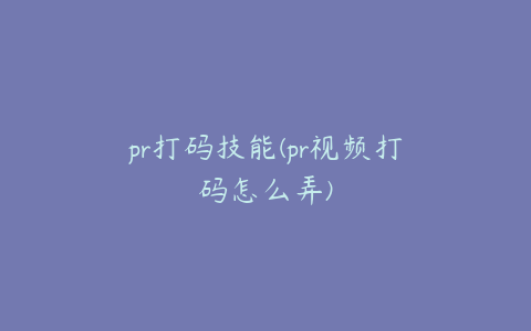 pr打码技能(pr视频打码怎么弄)