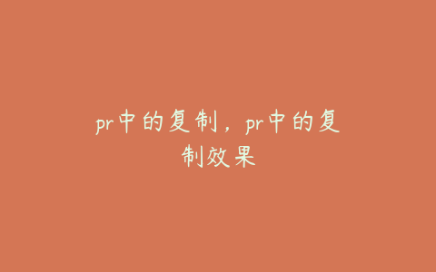 pr中的复制，pr中的复制效果