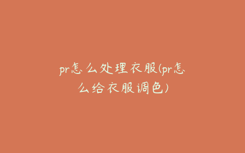 pr怎么处理衣服(pr怎么给衣服调色)