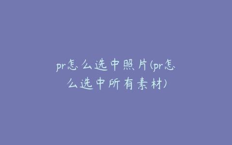 pr怎么选中照片(pr怎么选中所有素材)