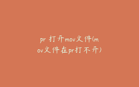 pr 打开mov文件(mov文件在pr打不开)