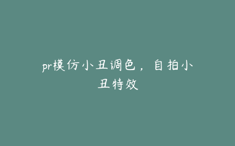 pr模仿小丑调色，自拍小丑特效