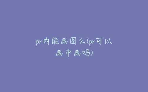 pr内能画图么(pr可以画中画吗)