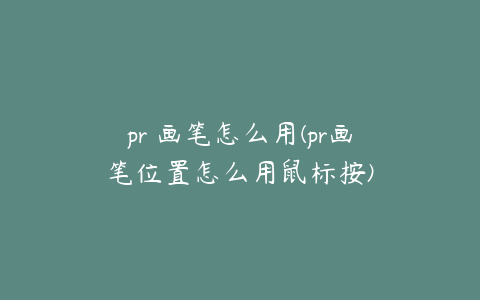 pr 画笔怎么用(pr画笔位置怎么用鼠标按)