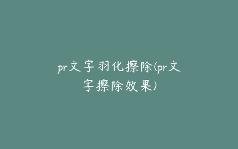 pr文字羽化擦除(pr文字擦除效果)