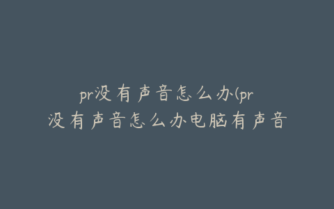 pr没有声音怎么办(pr没有声音怎么办电脑有声音)