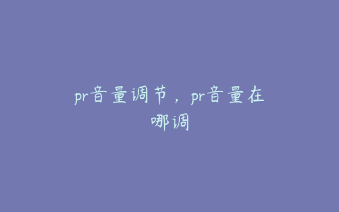 pr音量调节，pr音量在哪调