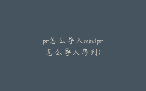 pr怎么导入mkv(pr怎么导入序列)