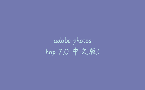 adobe photoshop 7.0 中文版(adobe photoshop7.0教程)