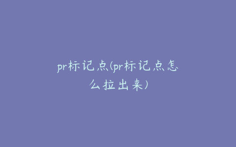 pr标记点(pr标记点怎么拉出来)