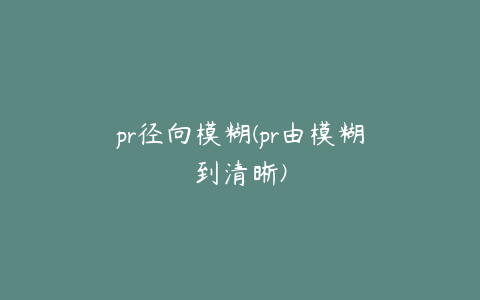 pr径向模糊(pr由模糊到清晰)