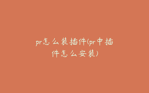 pr怎么装插件(pr中插件怎么安装)