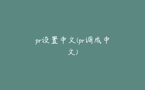 pr设置中文(pr调成中文)