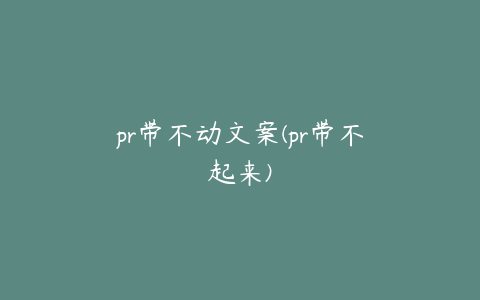 pr带不动文案(pr带不起来)