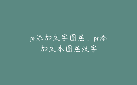 pr添加文字图层，pr添加文本图层汉字