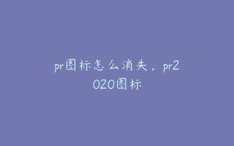 pr图标怎么消失，pr2020图标