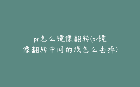 pr怎么镜像翻转(pr镜像翻转中间的线怎么去掉)