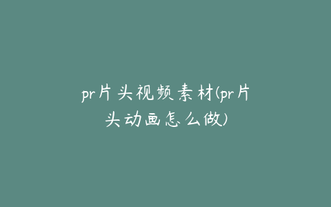 pr片头视频素材(pr片头动画怎么做)