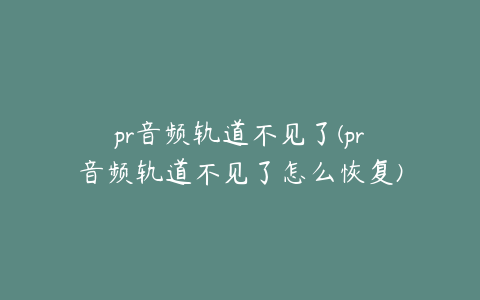 pr音频轨道不见了(pr音频轨道不见了怎么恢复)