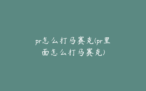 pr怎么打马赛克(pr里面怎么打马赛克)