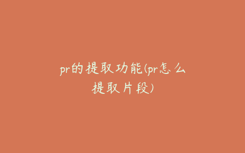 pr的提取功能(pr怎么提取片段)