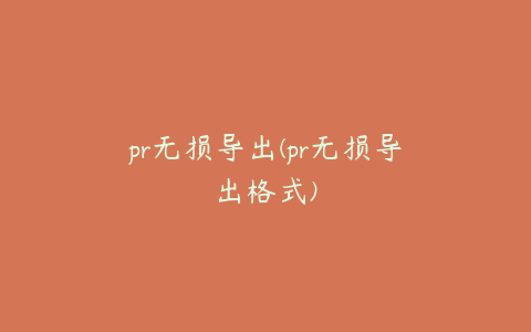 pr无损导出(pr无损导出格式)